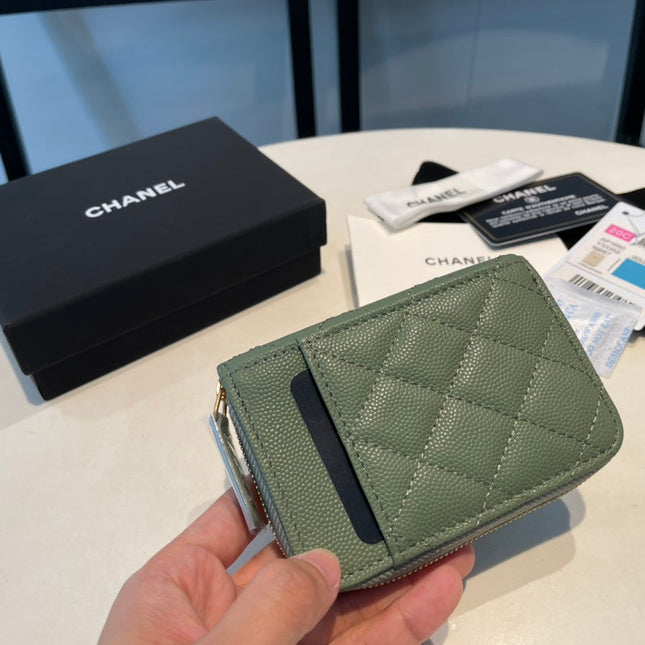 CC ZIPPED COIN PURSE 11 OLIVE GRAINED CALFSKIN