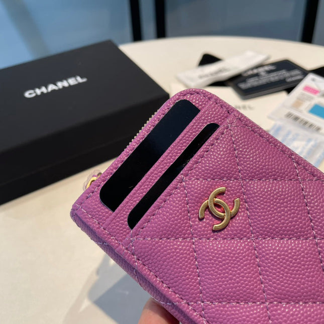 CC ZIPPED COIN PURSE 11 PINK GRAINED CALFSKIN