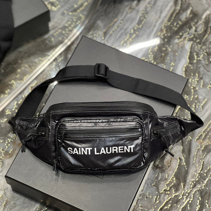 CROSSBODY BAG 24 IN BLACK POLISHED NYLON
