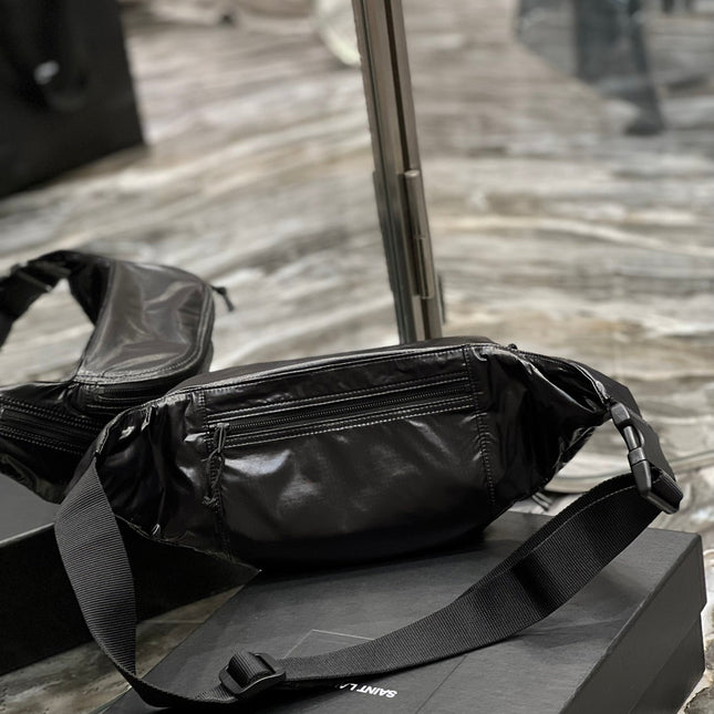 CROSSBODY BAG 24 IN BLACK POLISHED NYLON