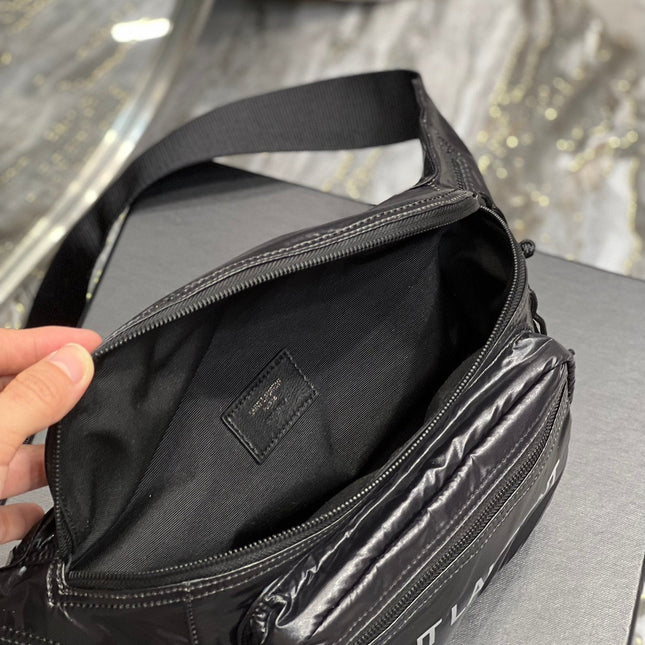 CROSSBODY BAG 24 IN BLACK POLISHED NYLON