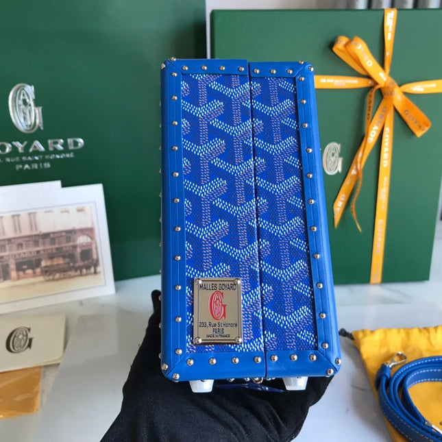 GRAND HÔTEL TRUNK BAG 24 IN BLUE GOYARDINE CANVAS AND CALFSKIN