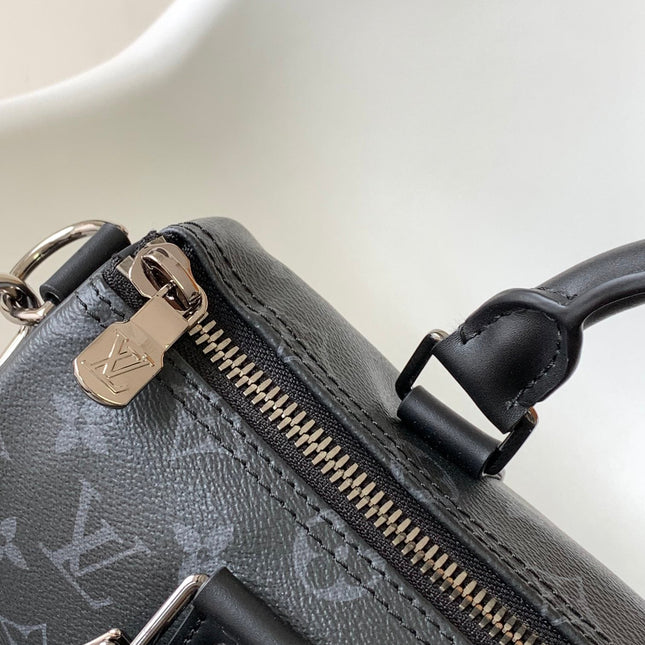 KEEPALL BANDOULIÈRE 25 IN BLACK MONOGRAM HERITAGE CANVAS
