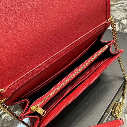 BECKY 22.5 QUILTED RED LAMBSKIN GOLD HARDWARE