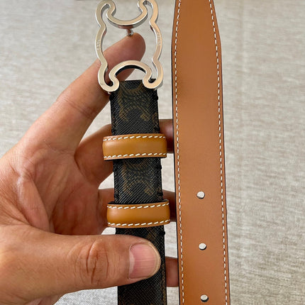 CL logo Cut-out Belt 25mm Black Tan Triomphe Canvas Shw