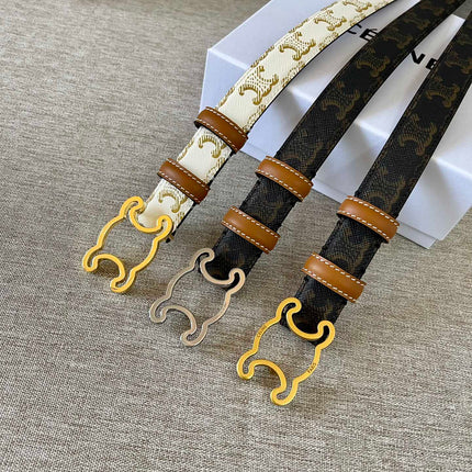 CL logo Cut-out Belt 25mm Black Tan Triomphe Canvas Ghw
