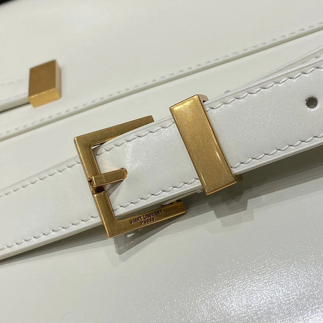 MANHATTAN 29 TOP-HANDLE IN SMOOTH WHITE CALFSKIN