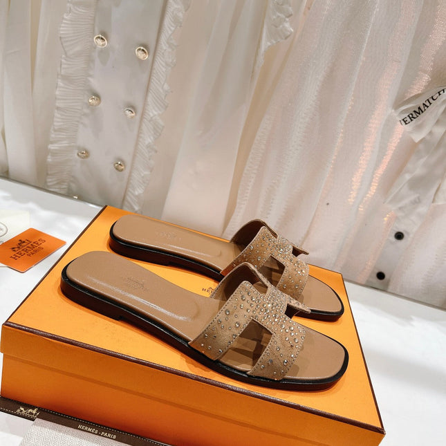 0RAN SANDAL CARAMEL LAMBSKIN ATTACH CRYSTALS