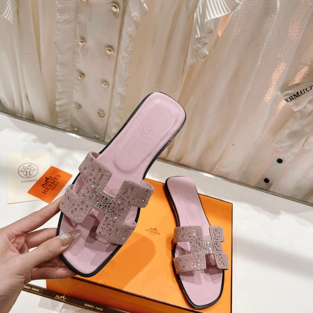 0RAN SANDALS PASTEL PINK LAMBSKIN ATTACH CRYSTAL