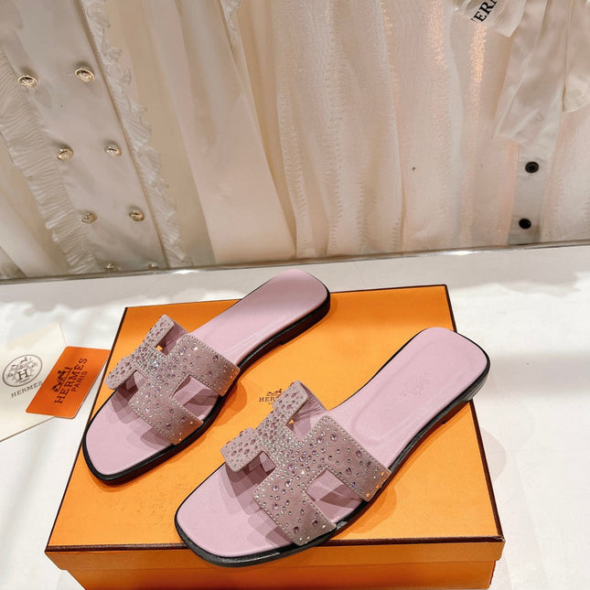 0RAN SANDALS PASTEL PINK LAMBSKIN ATTACH CRYSTAL
