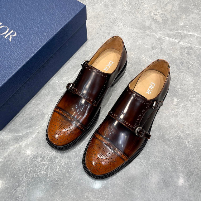CD PATTERNED DOUBLE MONKSTRAP LOAFER SYRUP CALFSKIN