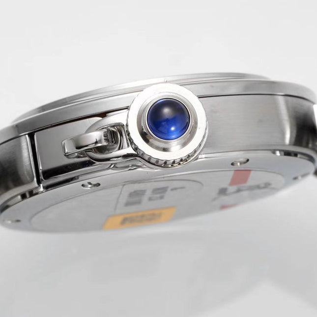PASHA DE CARTIER WATCH SILVER CASE WITH BLACK LEATHER STRAP