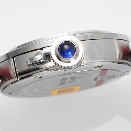 PASHA DE CARTIER WATCH SILVER CASE WITH CHERRY RED LEATHER STRAP