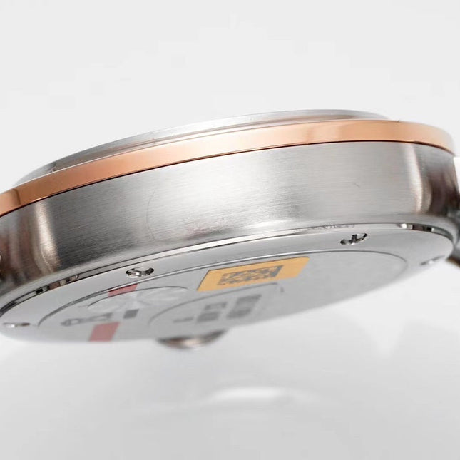 PASHA DE CARTIER WATCH ROSE GOLD AND SILVER CASE AND ROSE BROWN LEATHER STRAP