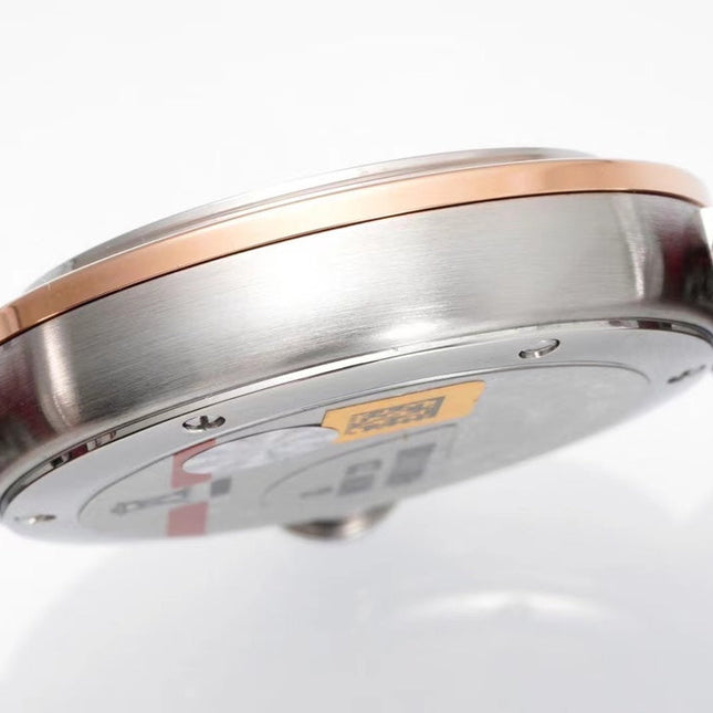 PASHA DE CARTIER WATCH ROSE GOLD AND SILVER CASE AND CRIMSON RED LEATHER STRAP