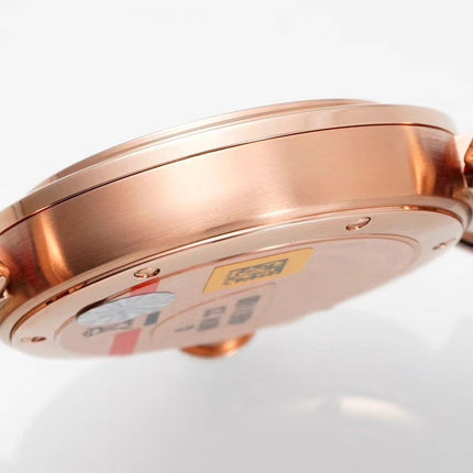 PASHA DE CARTIER WATCH ROSE GOLD CASE AND CRIMSON RED LEATHER STRAP
