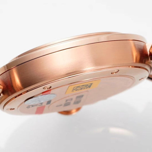 PASHA DE CARTIER WATCH ROSE GOLD CASE AND CRIMSON RED LEATHER STRAP