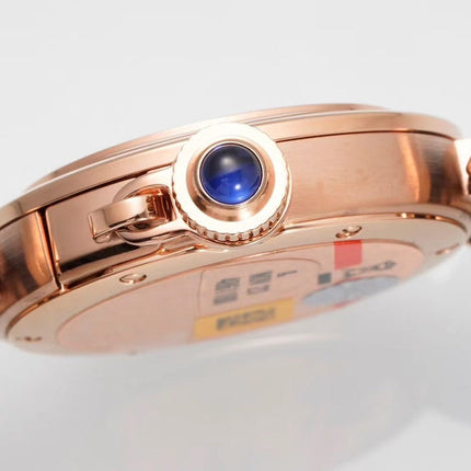 PASHA DE CARTIER WATCH ROSE GOLD CASE AND BLACK LEATHER STRAP