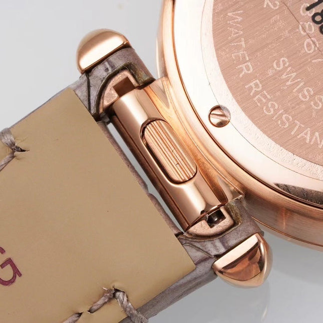 PASHA DE CARTIER WATCH ROSE GOLD CASE AND ROSE BROWN LEATHER STRAP