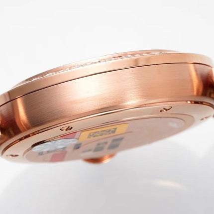PASHA DE CARTIER WATCH ROSE GOLD CASE WITH CRYSTALS AND CRIMSON RED LEATHER STRAP