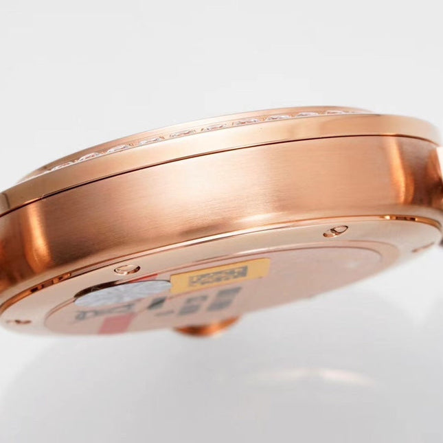 PASHA DE CARTIER WATCH ROSE GOLD CASE WITH CRYSTALS AND ROSE BROWN LEATHER STRAP