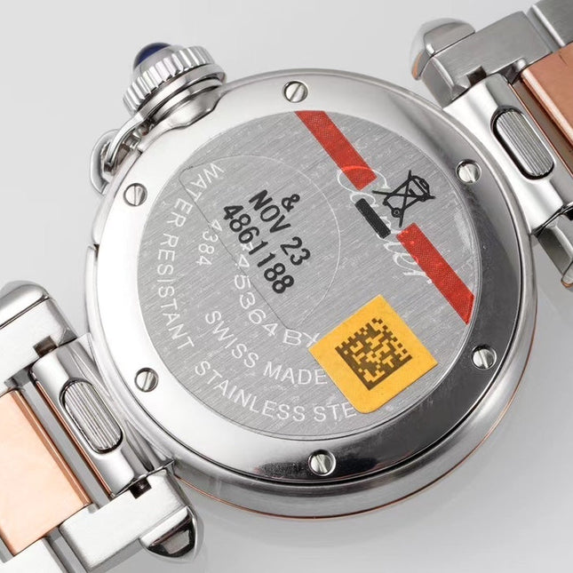 PASHA DE CARTIER WATCH ROSE GOLD AND SILVER CASE 30 MM