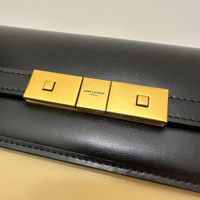 MANHATTAN 29 TOP-HANDLE IN SMOOTH BLACK BEIGE CALFSKIN