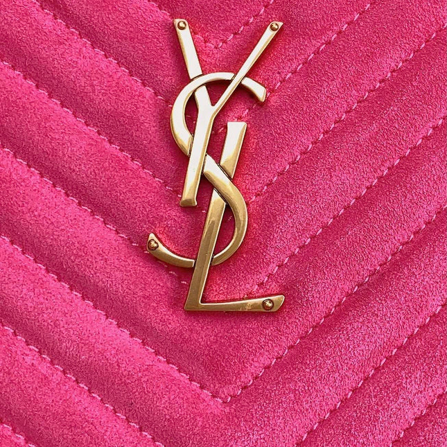 LOU CAMERA BAG 23 IN BRIGHT PINK SUEDE AND CALFSKIN TRIM