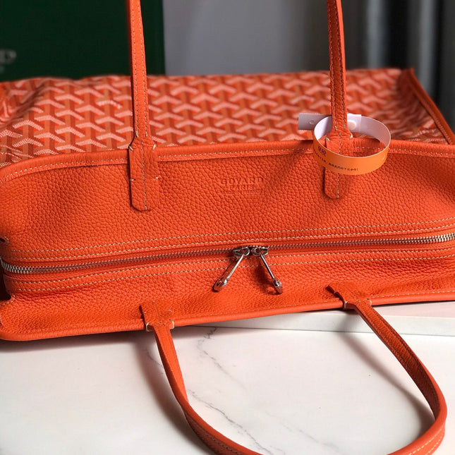 HARDY PM BAG 40 IN ORANGE GOYARDINE CANVAS AND TAURILLON LEATHER TRIM