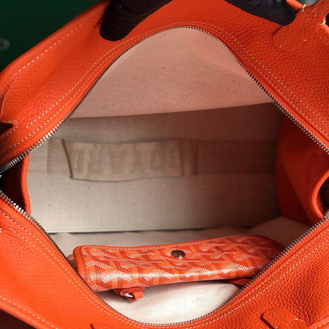 HARDY PM BAG 40 IN ORANGE GOYARDINE CANVAS AND TAURILLON LEATHER TRIM