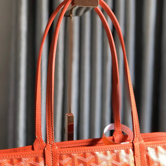 HARDY PM BAG 40 IN ORANGE GOYARDINE CANVAS AND TAURILLON LEATHER TRIM
