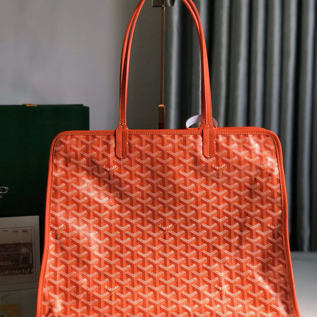 HARDY PM BAG 40 IN ORANGE GOYARDINE CANVAS AND TAURILLON LEATHER TRIM