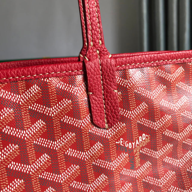HARDY PM BAG 40 IN RED GOYARDINE CANVAS AND TAURILLON LEATHER TRIM