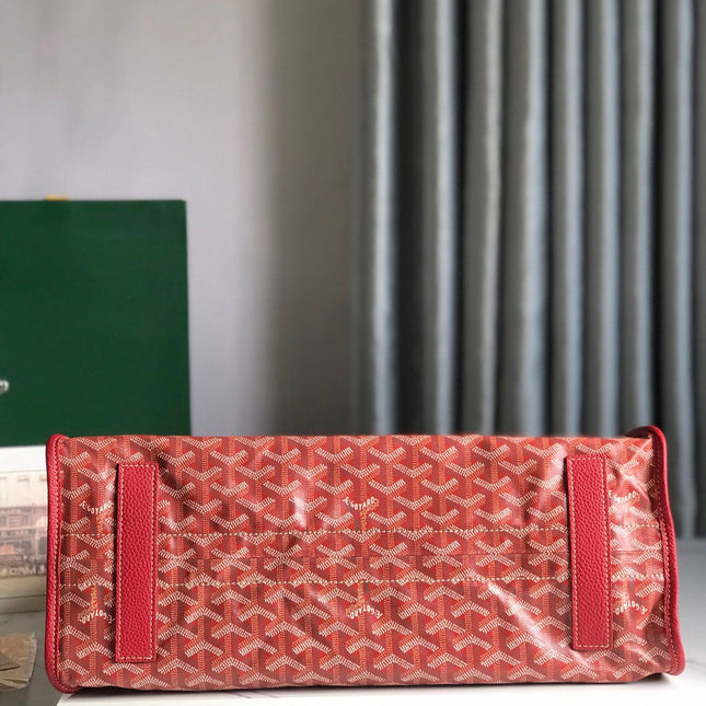 HARDY PM BAG 40 IN RED GOYARDINE CANVAS AND TAURILLON LEATHER TRIM