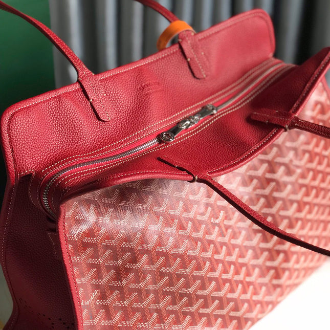 HARDY PM BAG 40 IN RED GOYARDINE CANVAS AND TAURILLON LEATHER TRIM