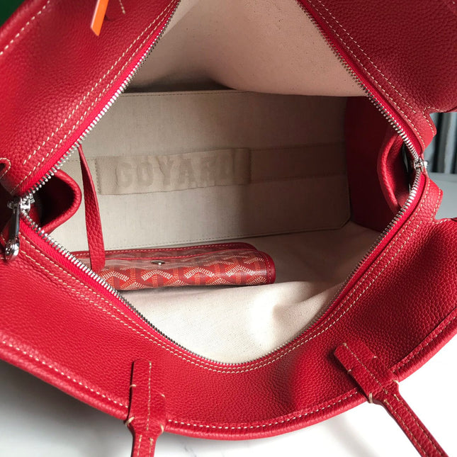 HARDY PM BAG 40 IN RED GOYARDINE CANVAS AND TAURILLON LEATHER TRIM