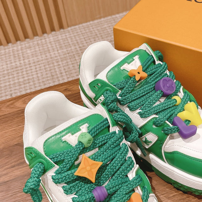 LV Trainer Maxi Sneaker White Mix Green Calfskin
