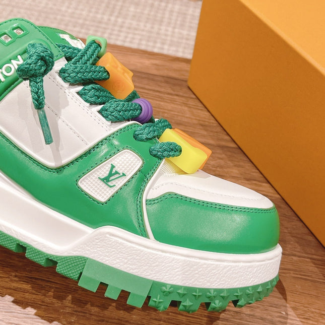 LV Trainer Maxi Sneaker White Mix Green Calfskin