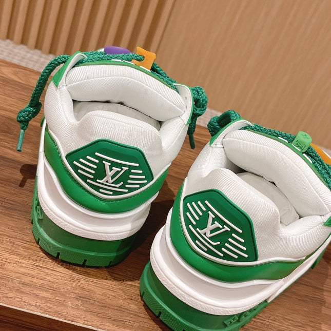 LV Trainer Maxi Sneaker White Mix Green Calfskin