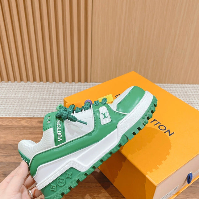 LV Trainer Maxi Sneaker White Mix Green Calfskin