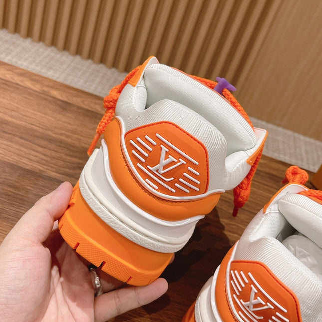 LV Trainer Maxi Sneaker White Mix Orange Calfskin