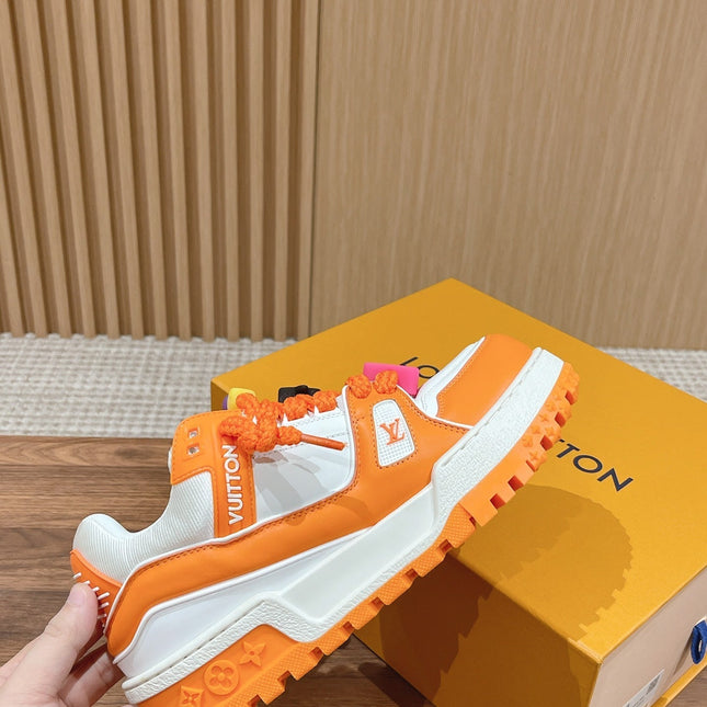 LV Trainer Maxi Sneaker White Mix Orange Calfskin