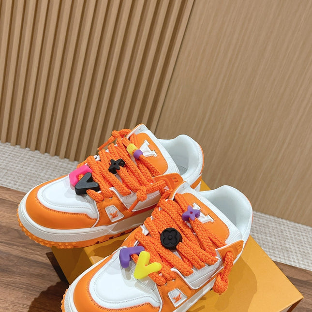 LV Trainer Maxi Sneaker White Mix Orange Calfskin