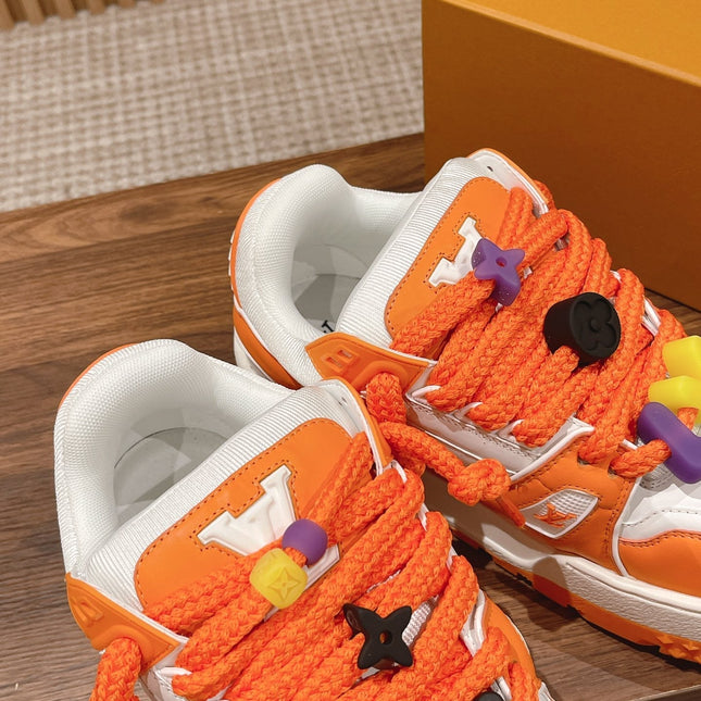 LV Trainer Maxi Sneaker White Mix Orange Calfskin