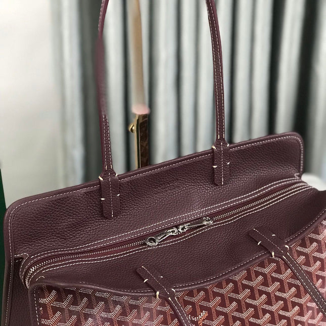 HARDY PM BAG 40 IN BROWN GOYARDINE CANVAS AND TAURILLON LEATHER TRIM
