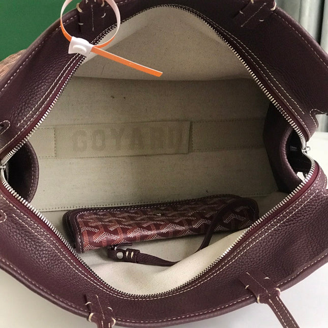 HARDY PM BAG 40 IN BROWN GOYARDINE CANVAS AND TAURILLON LEATHER TRIM