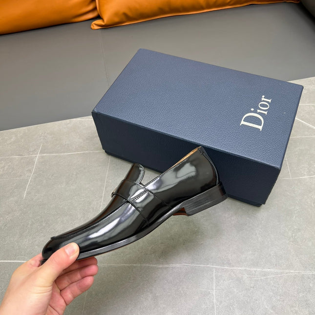 CD SYMBOL GRANVILLE EDGE BEADS LOAFER BLACK POLISHED CALFSKIN