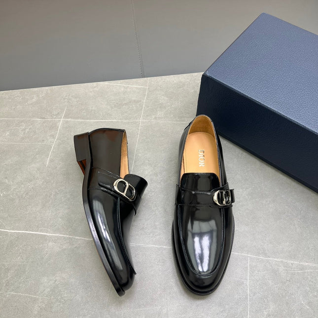 CD SYMBOL GRANVILLE EDGE BEADS LOAFER BLACK POLISHED CALFSKIN