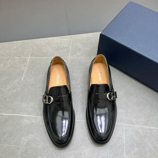 CD SYMBOL GRANVILLE EDGE BEADS LOAFER BLACK POLISHED CALFSKIN