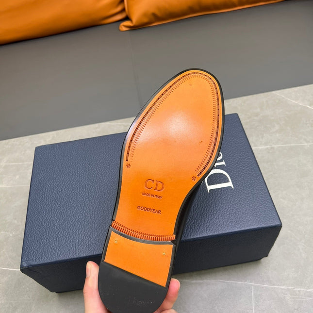 CD SYMBOL GRANVILLE EDGE BEADS LOAFER BLACK POLISHED CALFSKIN